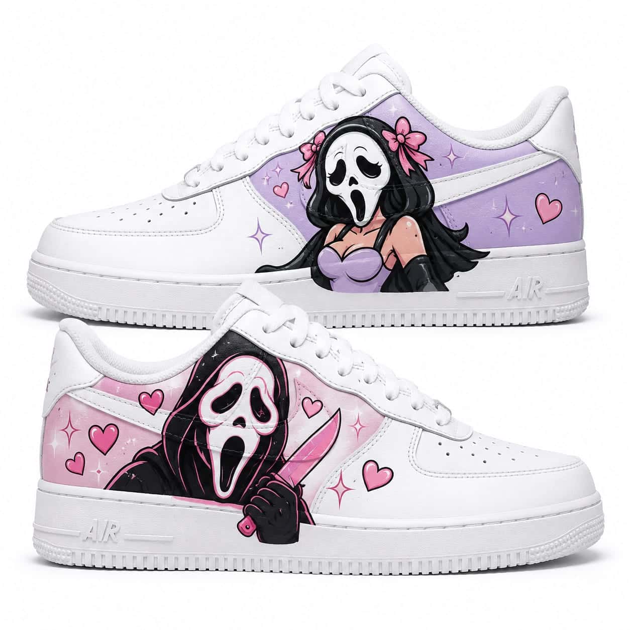 Pink Horror Mask Love Custom Sneakers