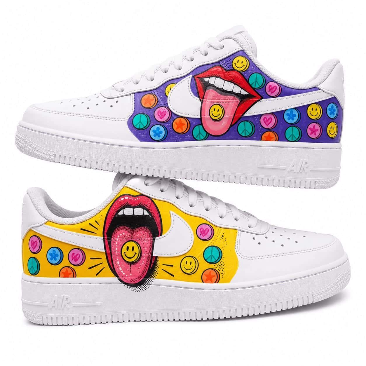 Pop Art Smiley Lips Custom Sneakers