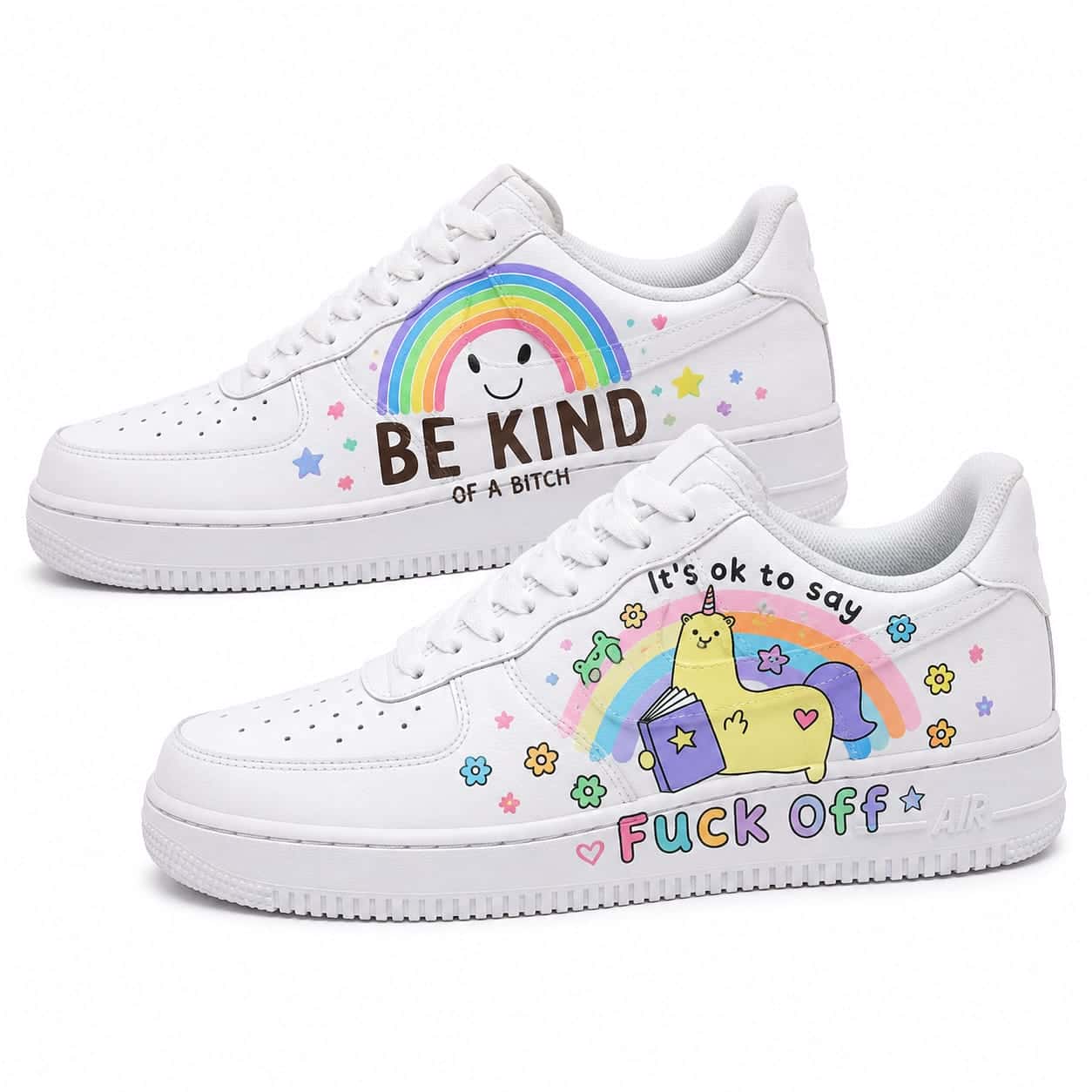 Be Kind But Bold Rainbow Custom Sneakers