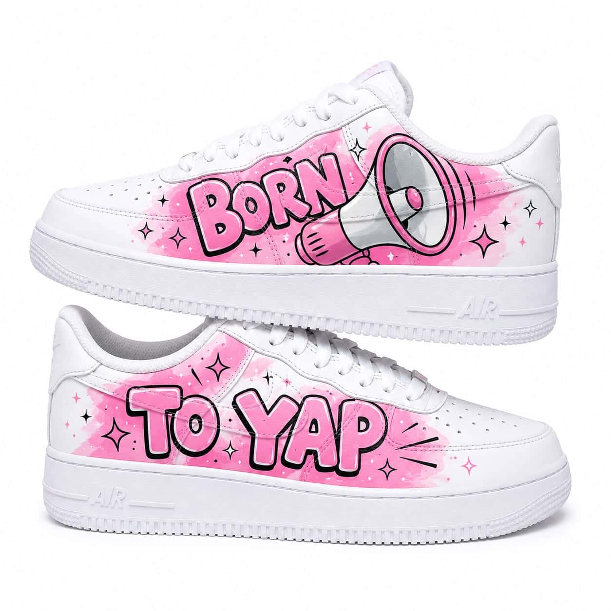 Born To Yap Pink Statement Custom Sneakers