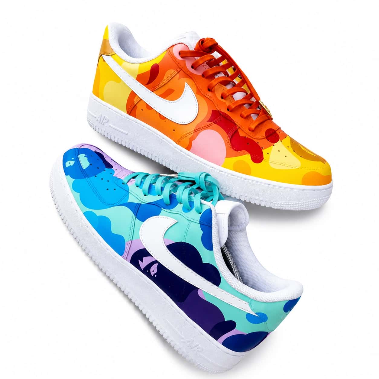 Fire & Ice Abstract Hand-Painted Air Force 1s