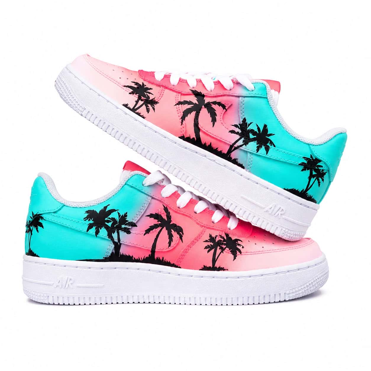 Tropical Pink & Turquoise Palm Tree Air Force 1s
