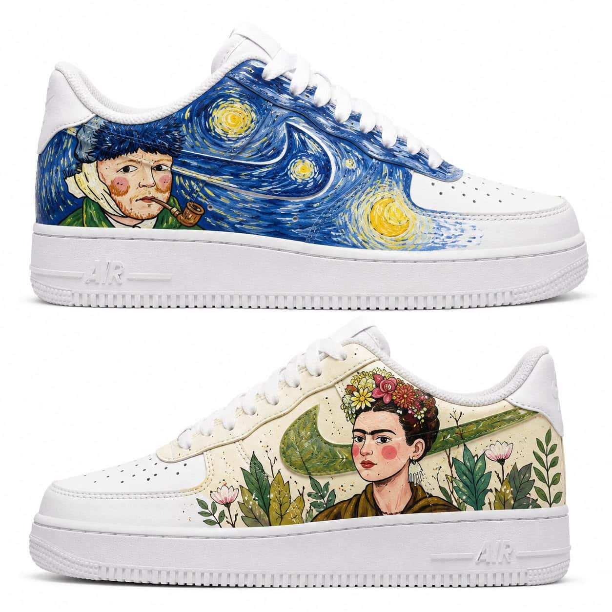 Vincent van Gogh & Frida Kahlo Art Icons Hand-Painted Air Force 1s