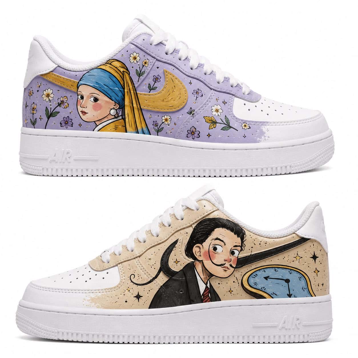 Johannes Vermeer & Salvador Dalí Art Hand-Painted Air Force 1s