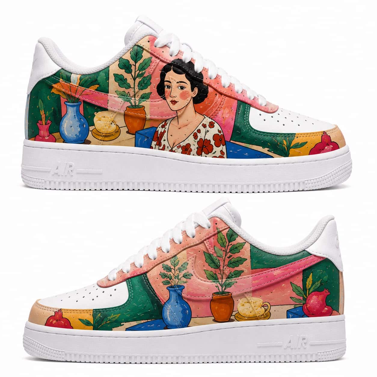 Matisse-Inspired Interior Portrait Hand-Painted Air Force 1s