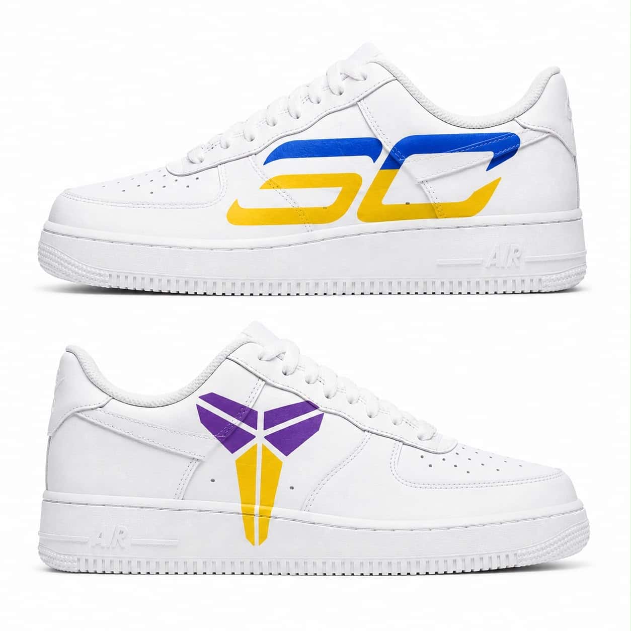 Stephen Curry & Kobe Bryant Logo Hand-Painted Air Force 1s