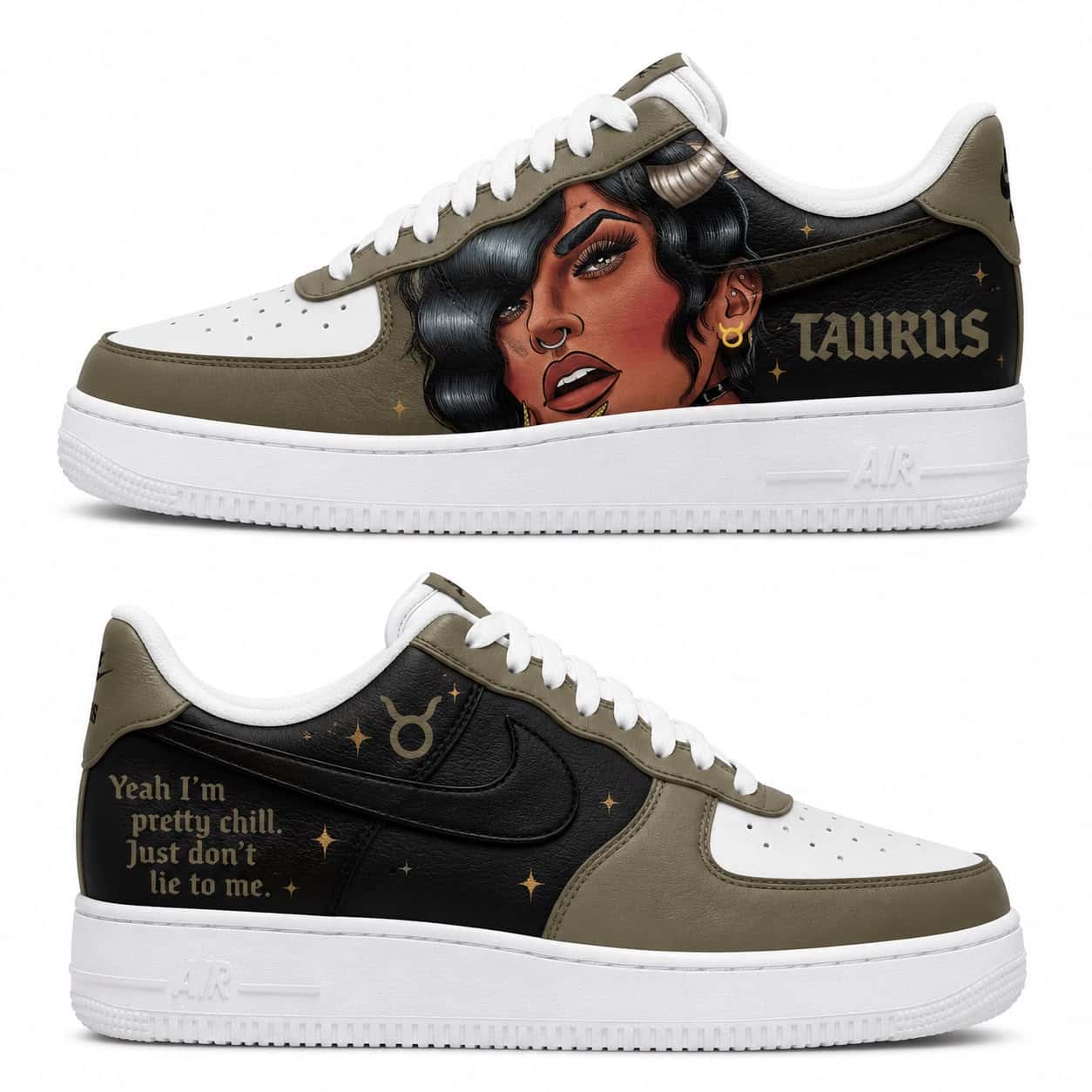 Taurus Zodiac Hand-Painted Air Force 1s