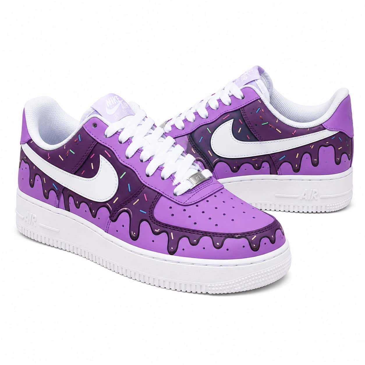 Purple Chocolate Sprinkle Drip Hand-Painted Air Force 1s