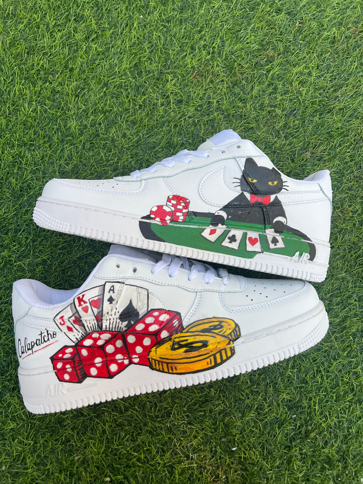 Calapatcho Casino Cat Hand-Painted Air Force 1s