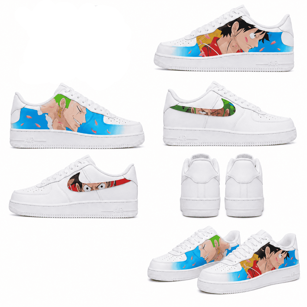 One Piece-Inspired Luffy & Zoro Custom Sneakers