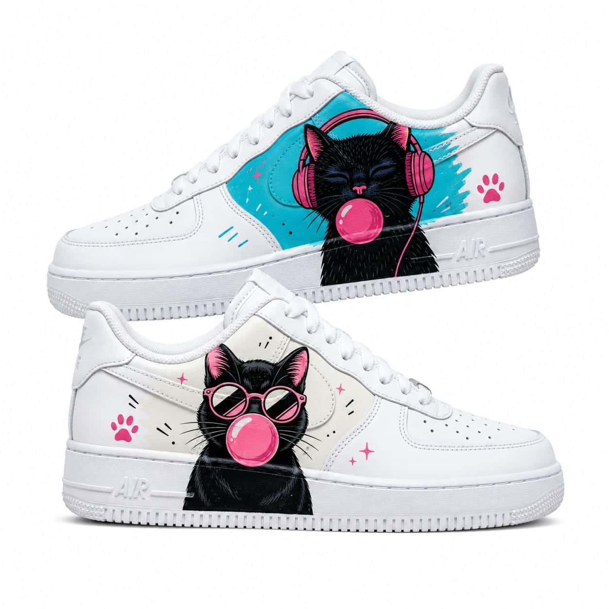 Black Cat Bubblegum Custom Sneakers