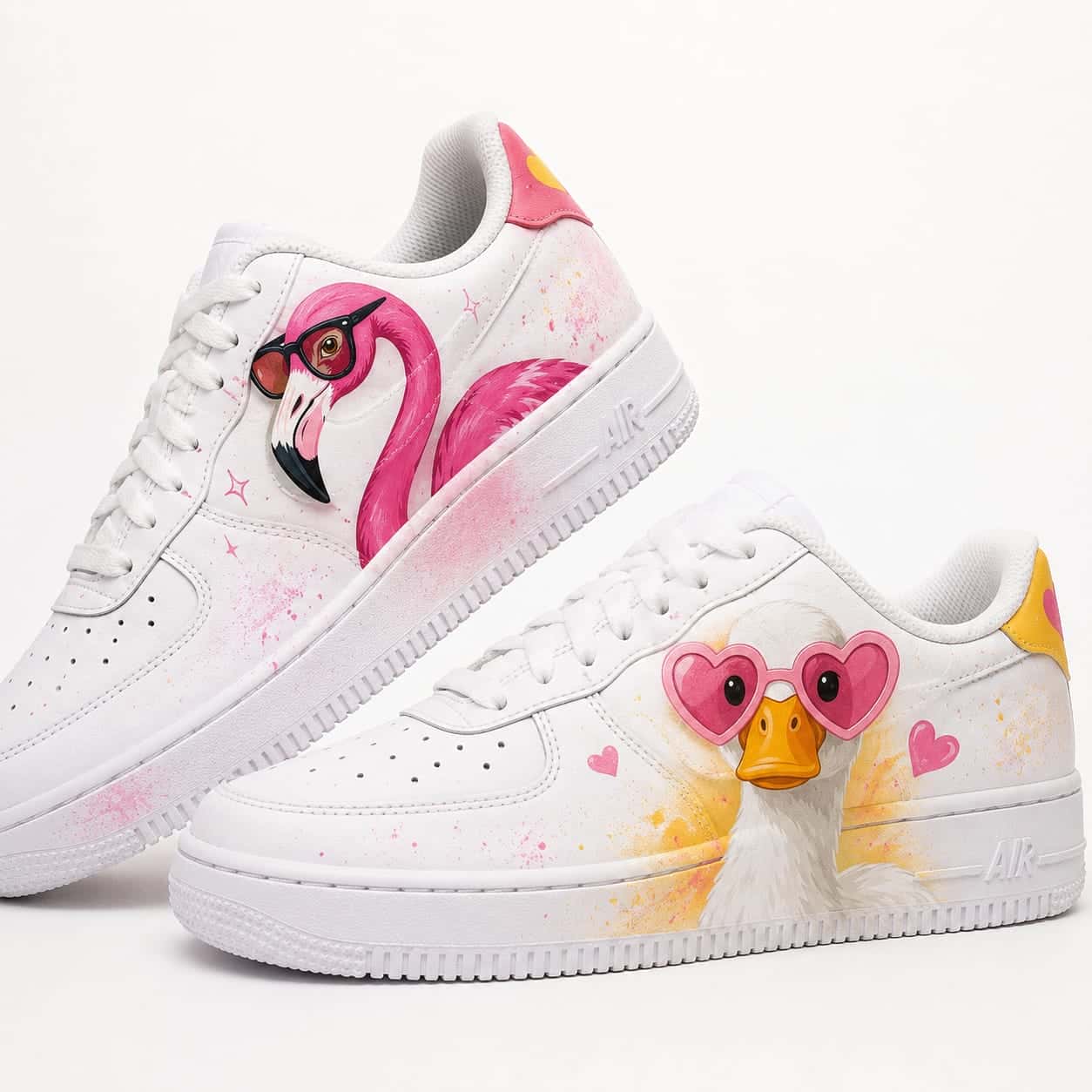 Flamingo & Duck Summer Love Custom Sneakers
