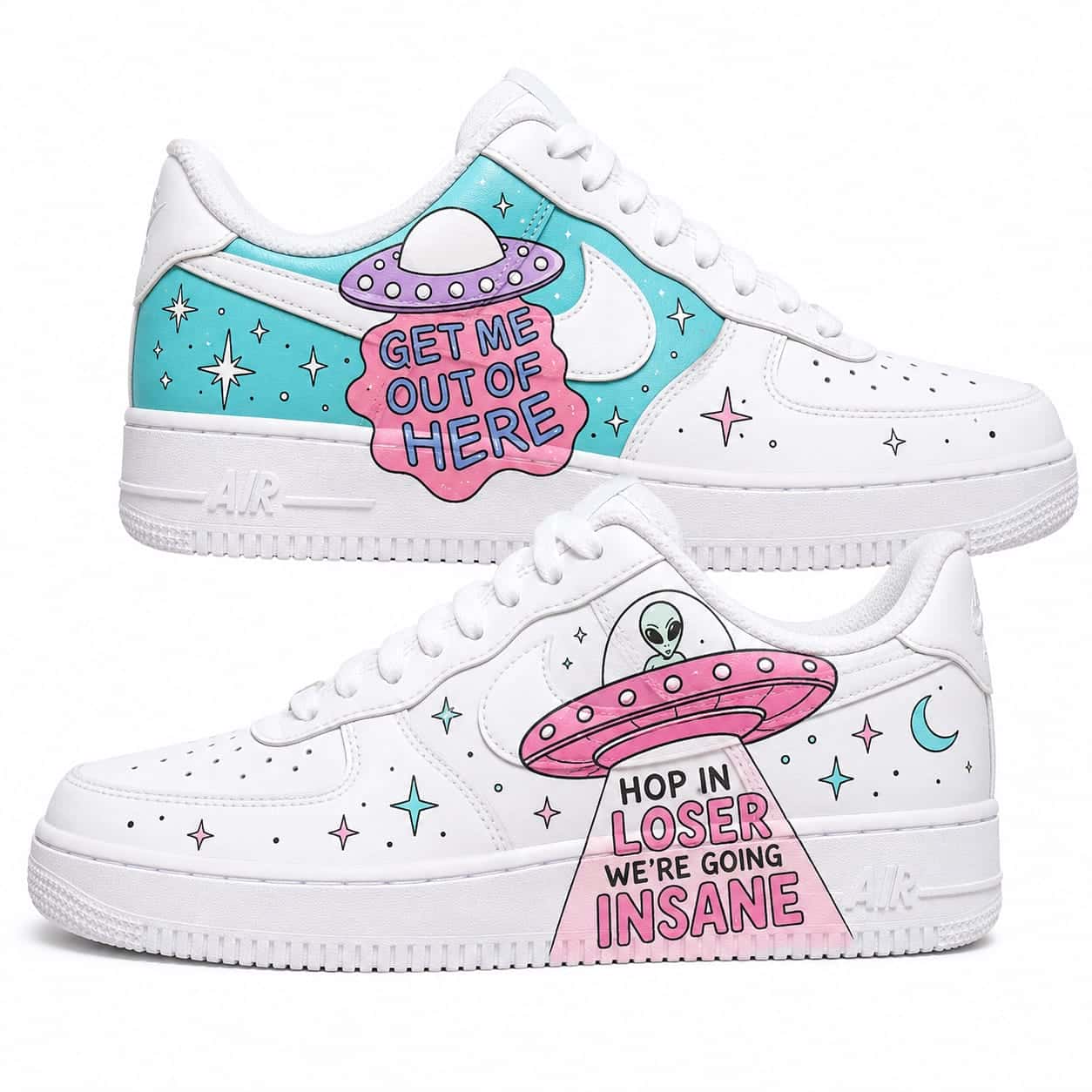 Get Me Out Of Here Alien UFO Custom Sneakers