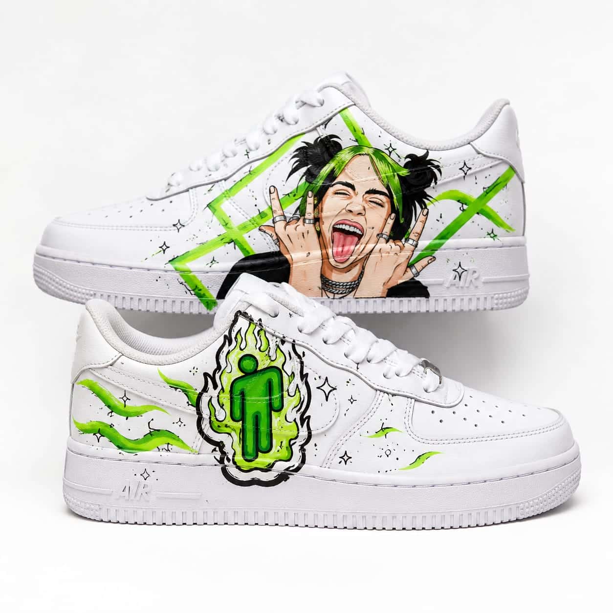 Billie Eilish Neon Green Custom Sneakers