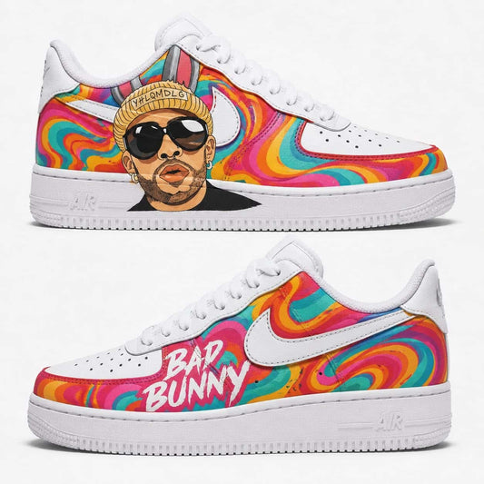Bad Bunny Color Swirl Custom Sneakers