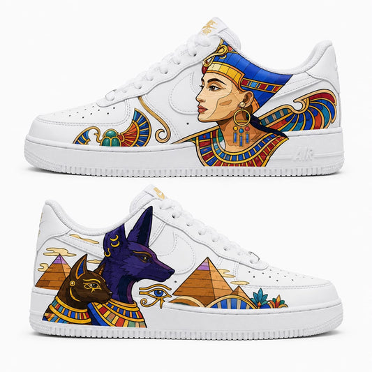Ancient Egyptian Queen & Anubis Custom Sneakers
