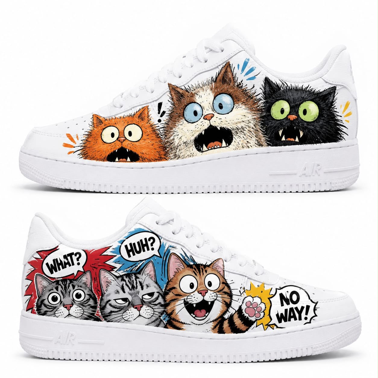 Funny Cats Comic Custom Sneakers