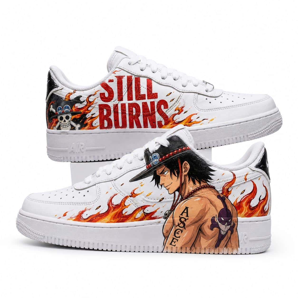 One Piece Ace Still Burns Custom Sneakers