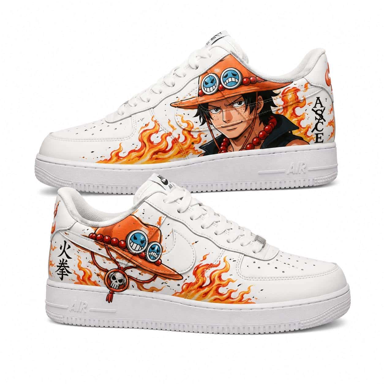 One Piece Portgas D. Ace Fire Custom Sneakers