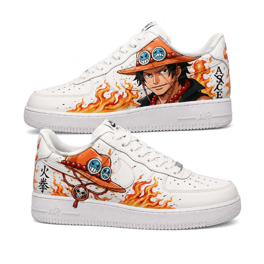 One Piece Portgas D. Ace Fire Custom Sneakers