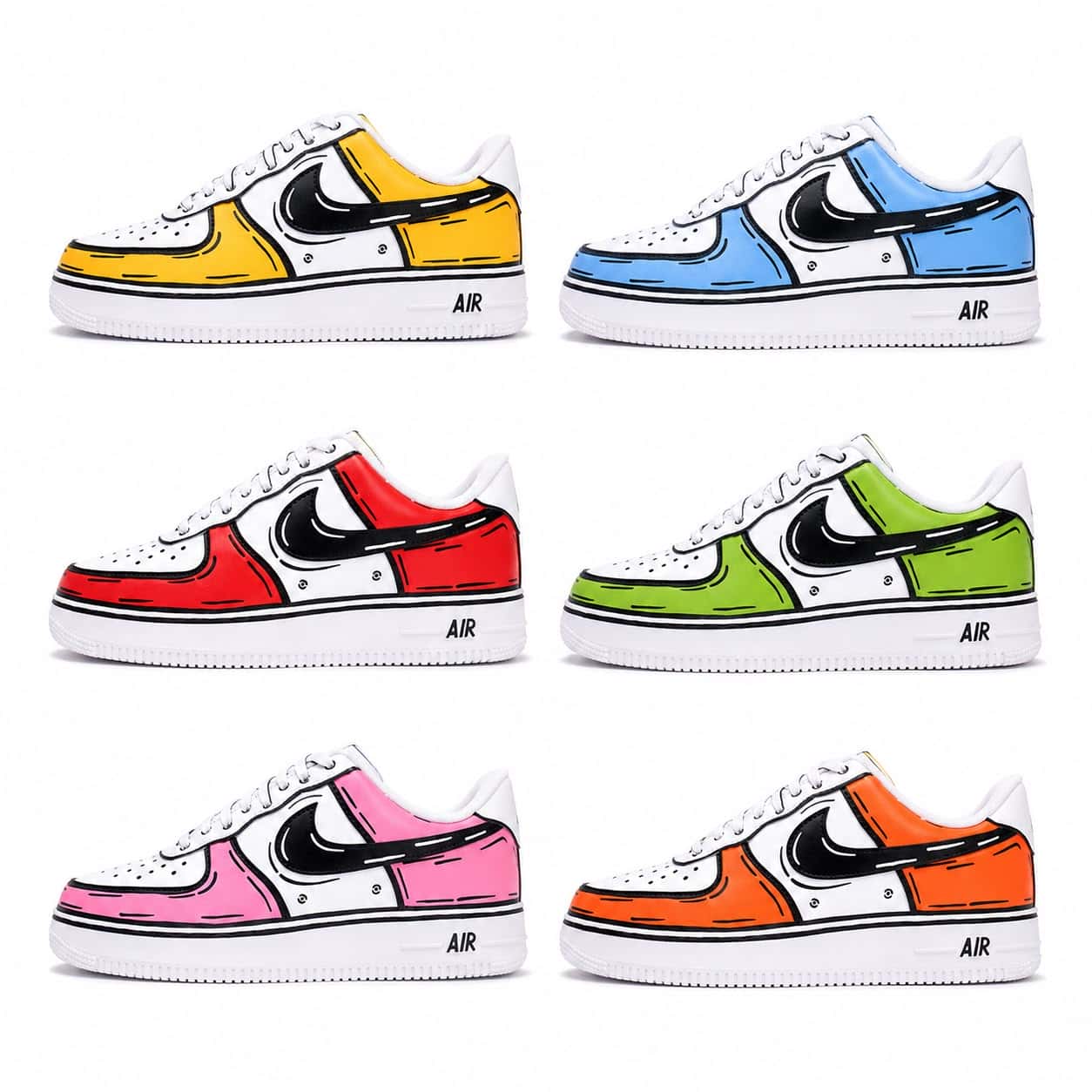 Cartoon Outline Color Pop Custom Sneakers