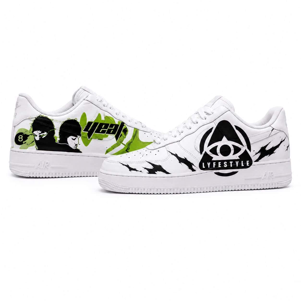 Yeat Lyfestyle Green Hand-Painted Air Force 1s