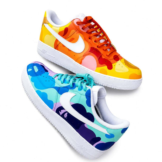 Fire & Ice Abstract Hand-Painted Air Force 1s