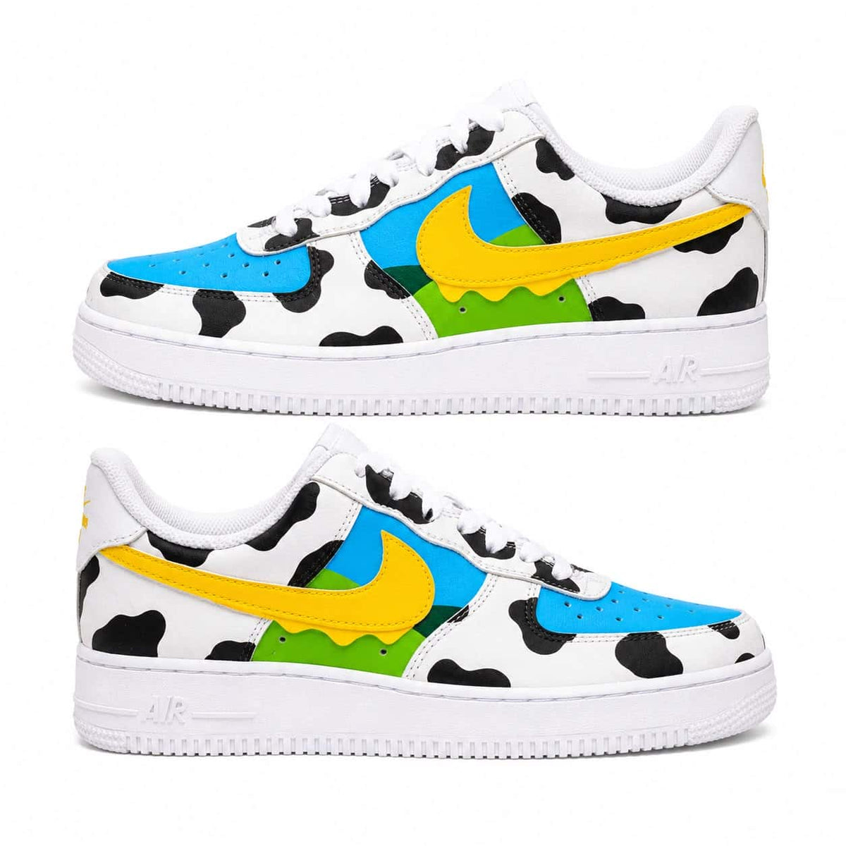 Color Pop Cow Print Hand-Painted Air Force 1s