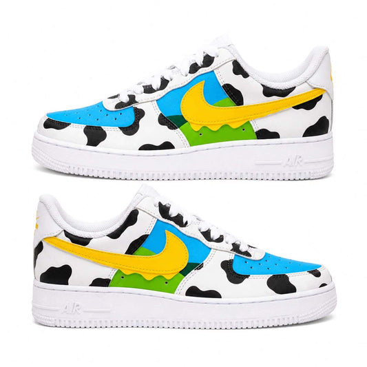 Color Pop Cow Print Hand-Painted Air Force 1s