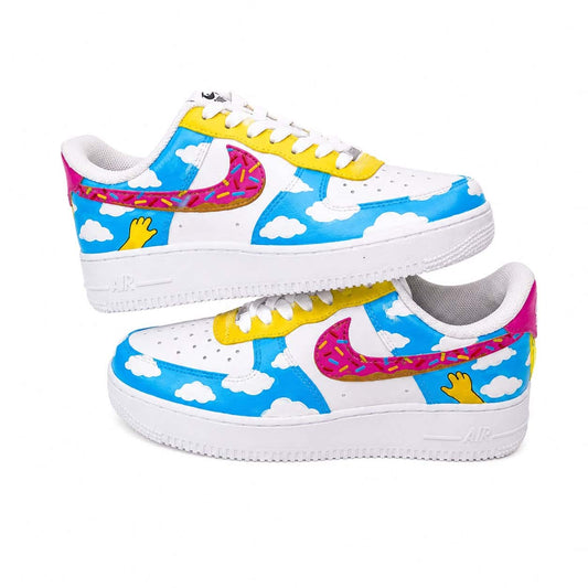 Homer Simpson Donut Sky Hand-Painted Air Force 1s