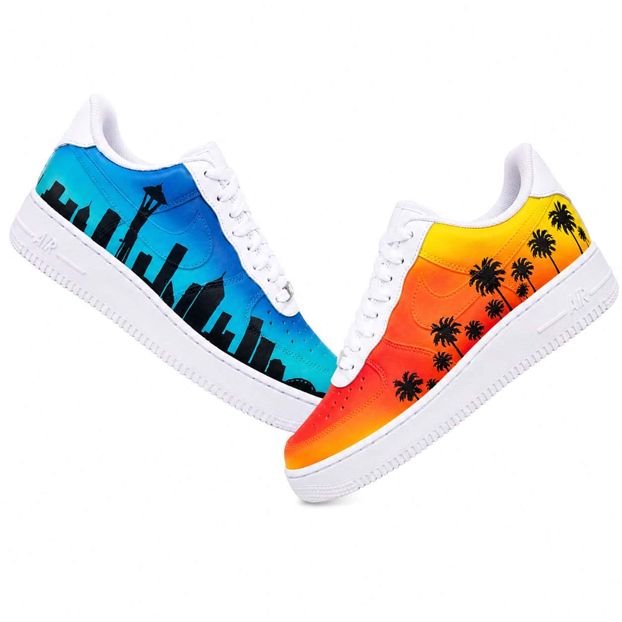 City Lights & Sunset Palms Hand-Painted Air Force 1s
