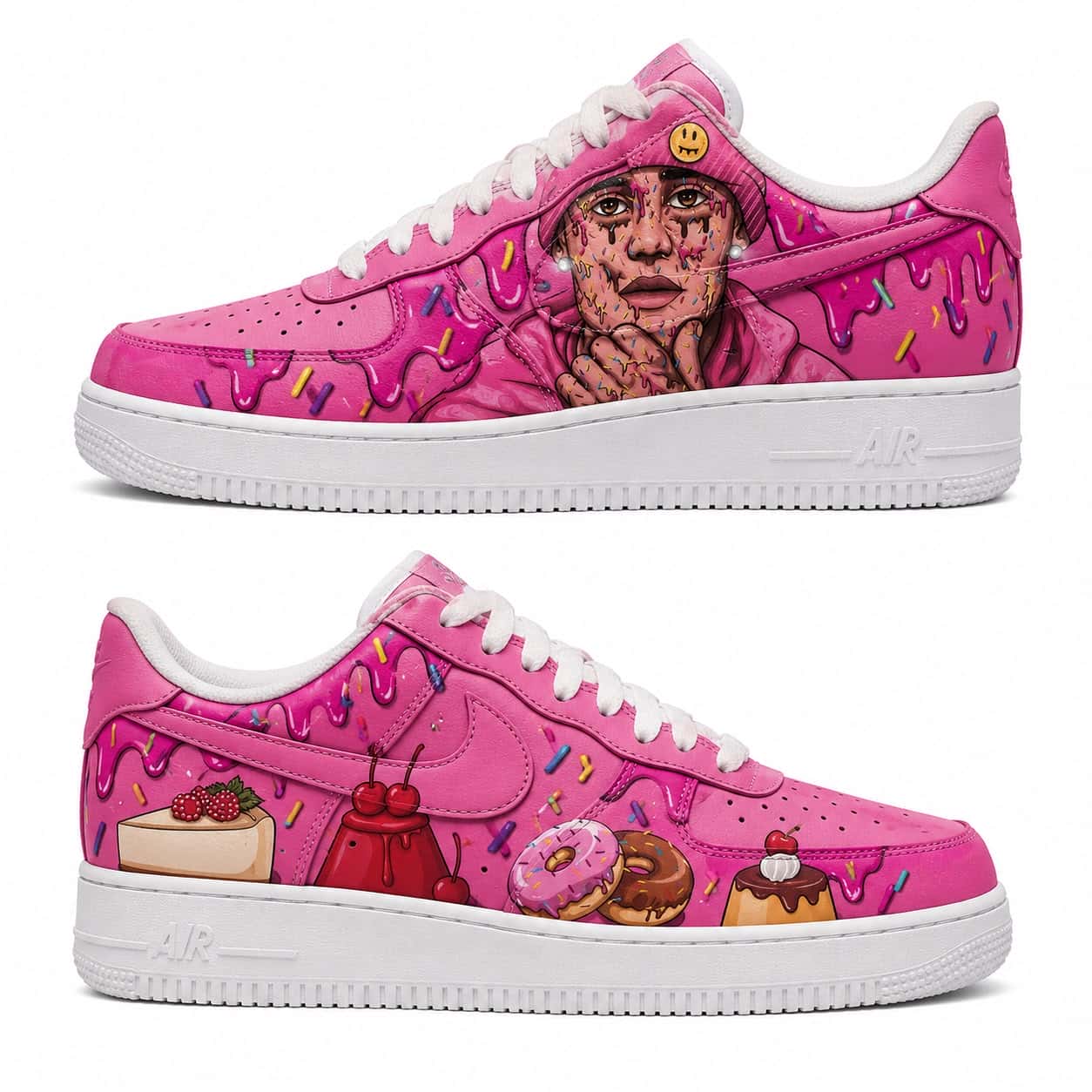 Justin Bieber Pink Dessert Hand-Painted Air Force 1s