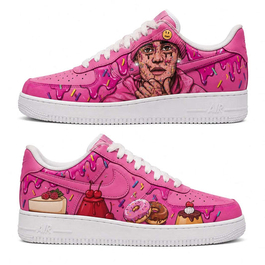 Justin Bieber Pink Dessert Hand-Painted Air Force 1s