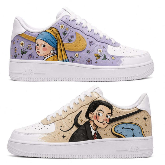 Johannes Vermeer & Salvador Dalí Art Hand-Painted Air Force 1s