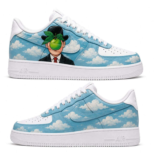 René Magritte Son of Man Hand-Painted Air Force 1s