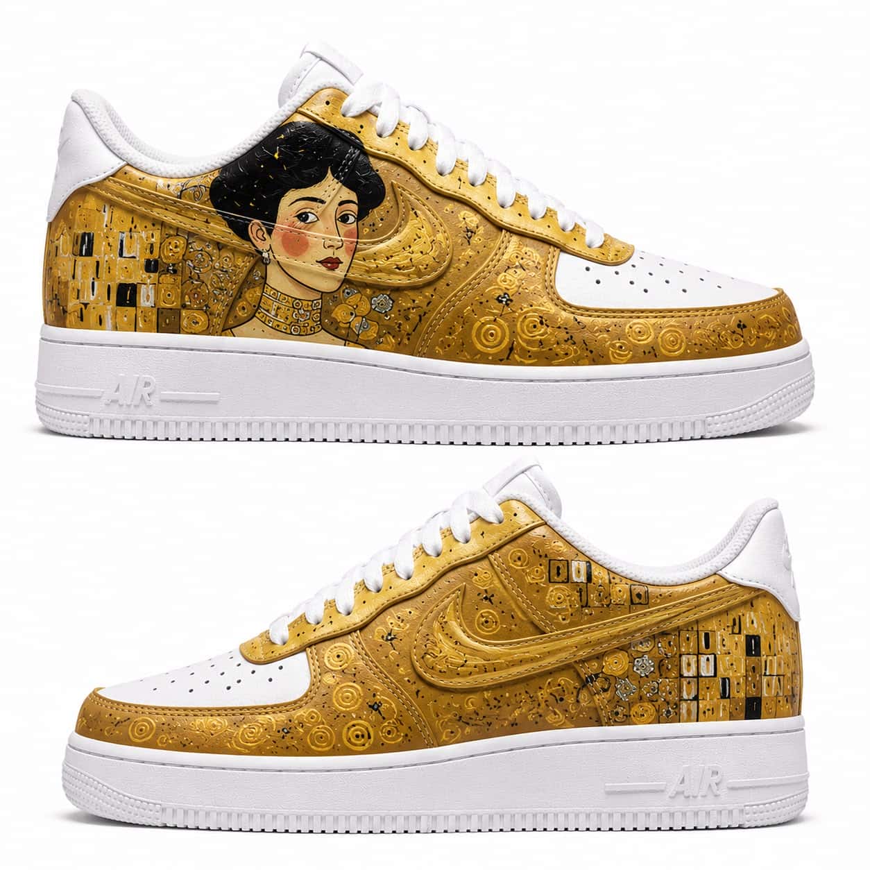 Gustav Klimt Golden Adele Hand-Painted Air Force 1s