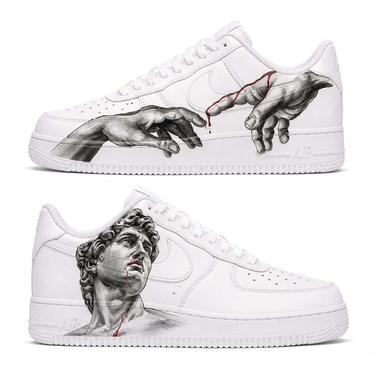 Michelangelo David & Creation of Adam Hand-Painted Air Force 1s