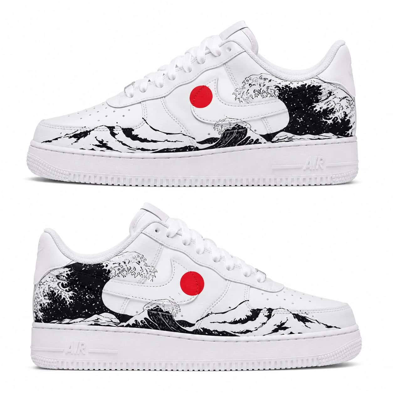 Hokusai Great Wave Hand-Painted Air Force 1s