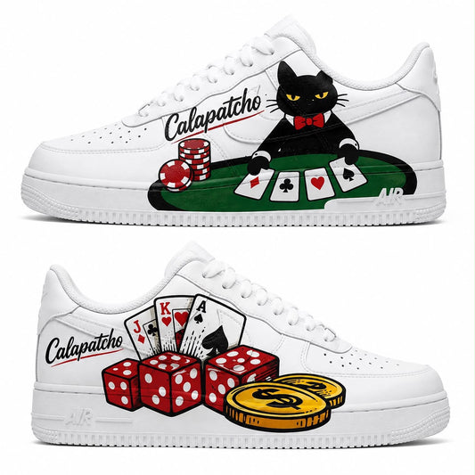 Calapatcho Casino Cat Hand-Painted Air Force 1s