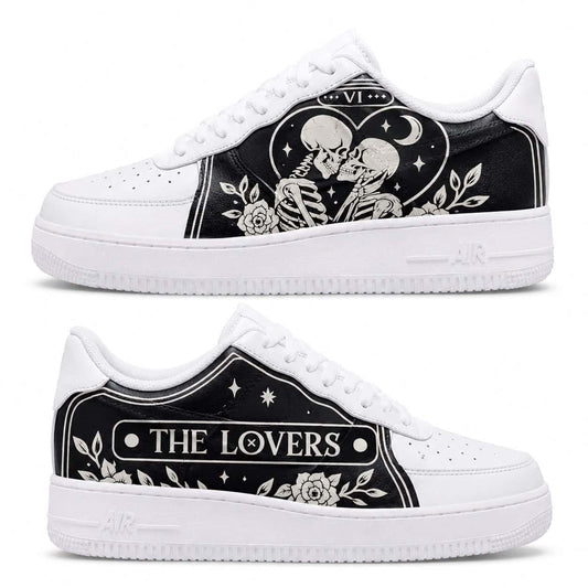 The Lovers Tarot Skeletthand Bemalte Air Force 1s