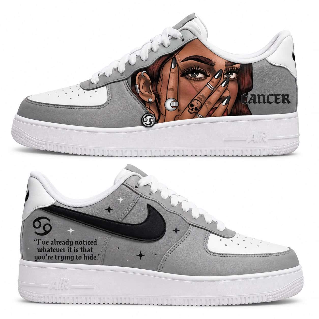 Cancer Zodiac Hand-Painted Air Force 1s