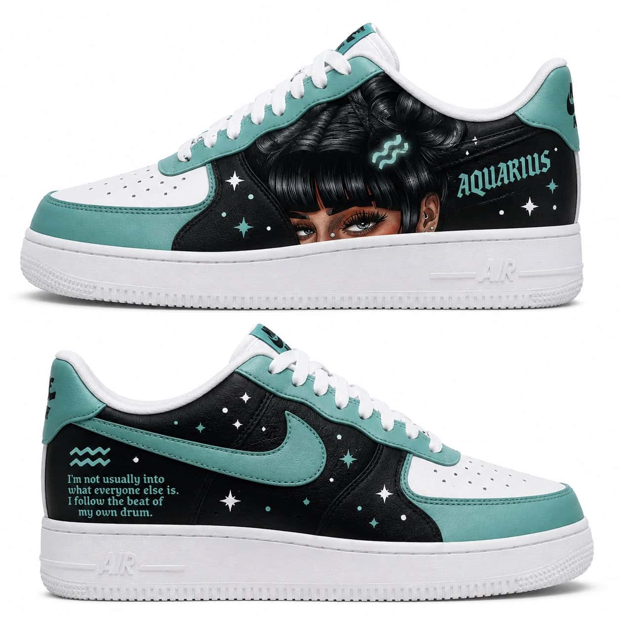 Aquarius Zodiac Hand-Painted Air Force 1s