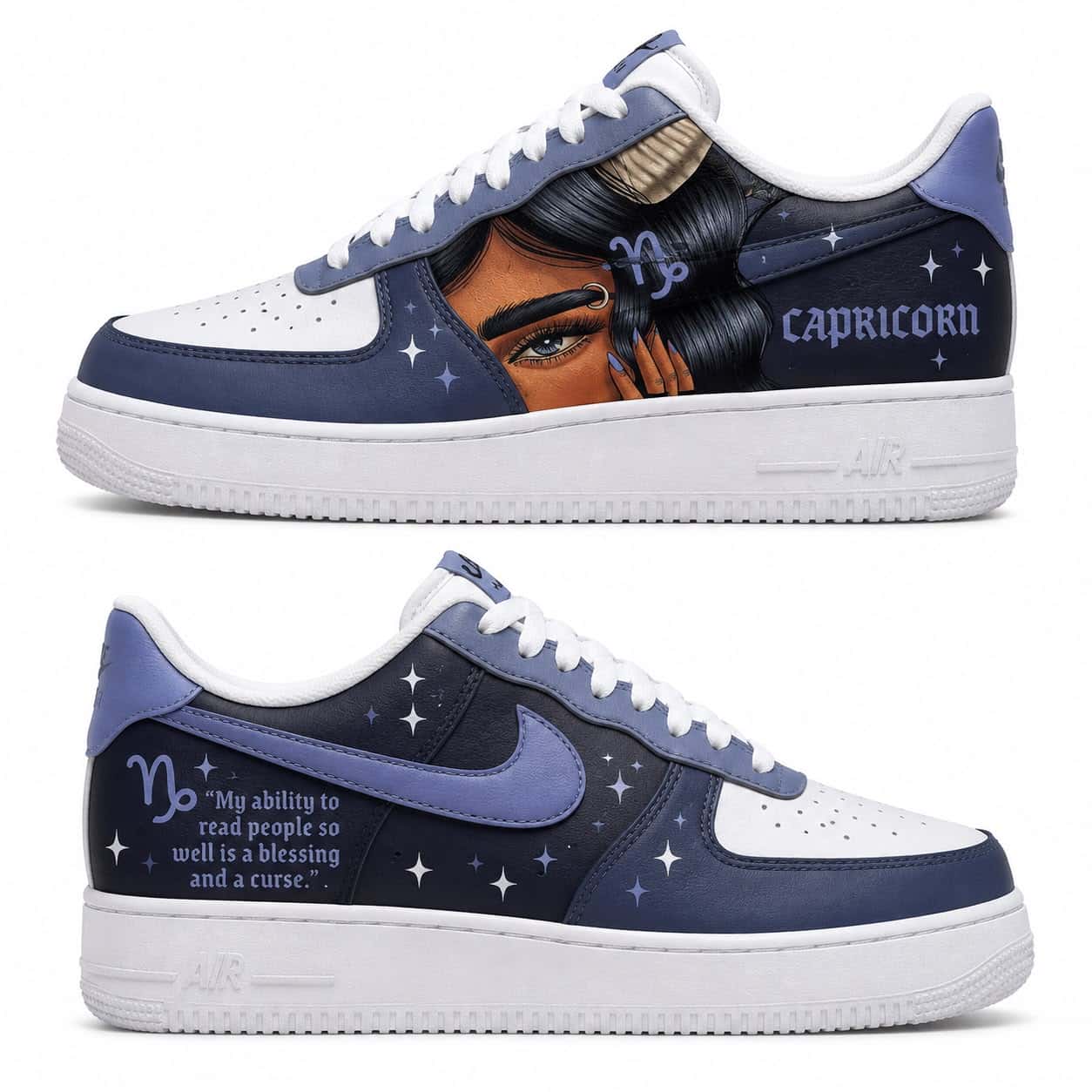 Capricorn Zodiac Hand-Painted Air Force 1s