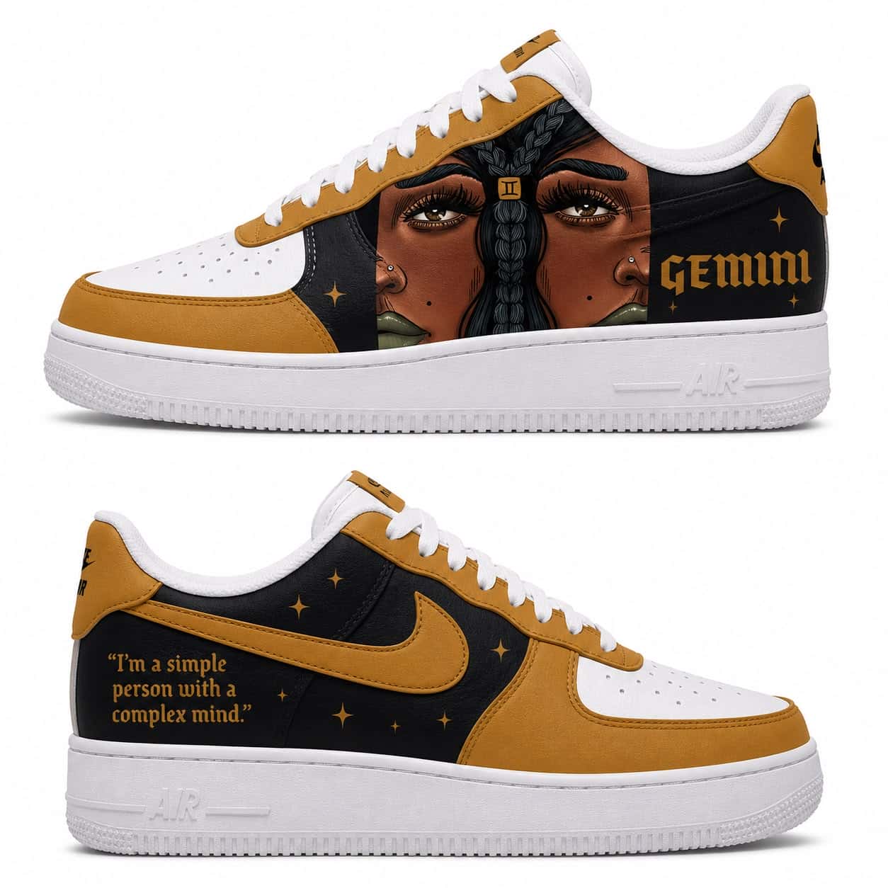 Gemini Zodiac Hand-Painted Air Force 1s
