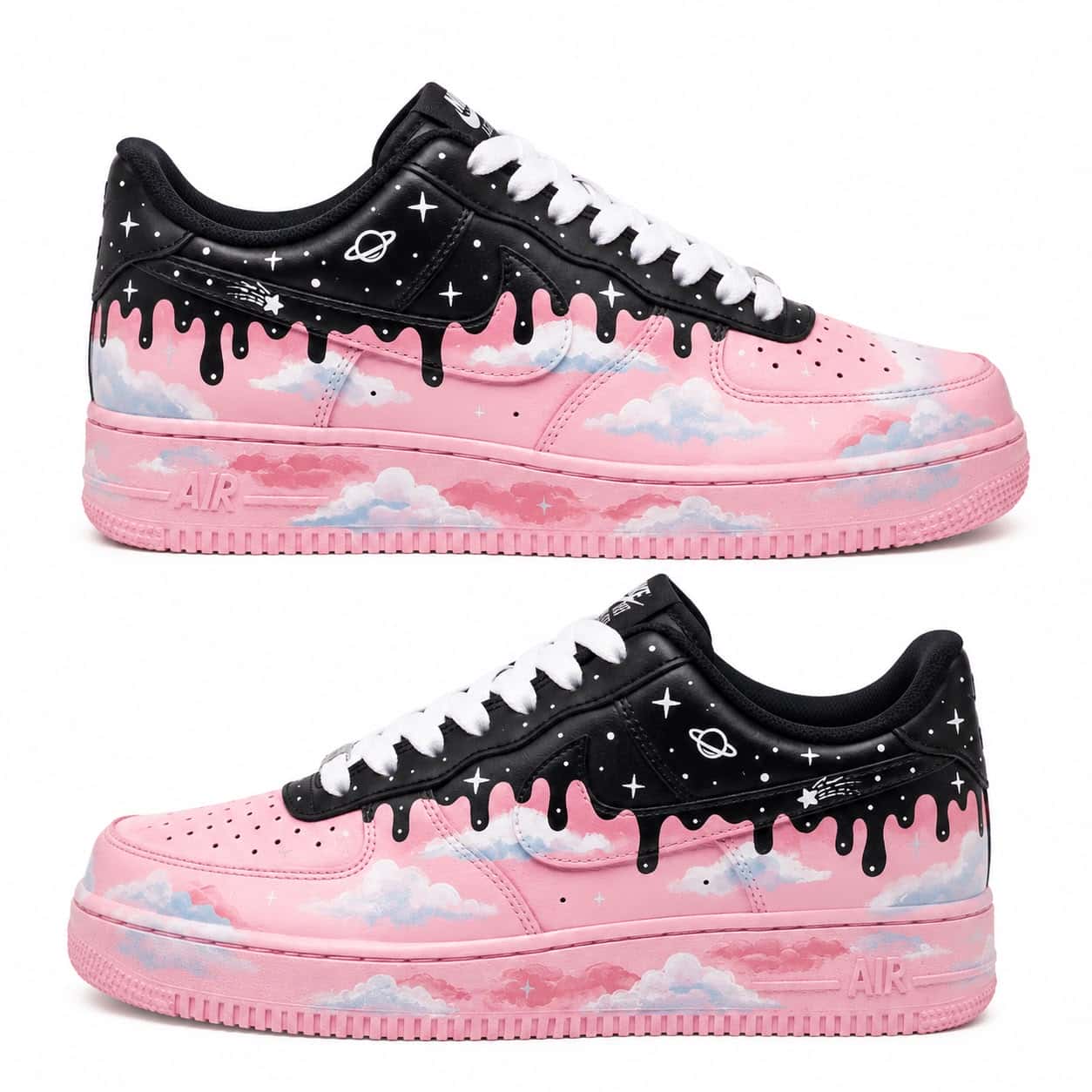 Pink Cloud Galaxy Drip Hand-Painted Air Force 1s