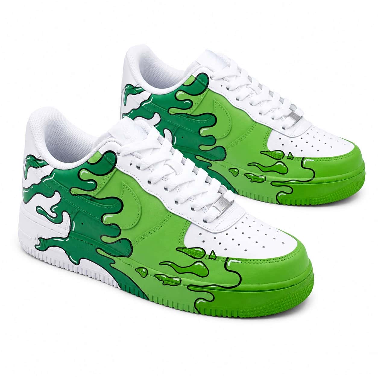 Toxic Green Slime Hand-Painted Air Force 1s