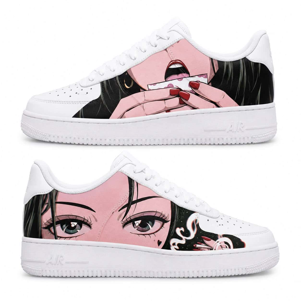 Nana Osaki Smoking Portrait Hand-Painted Air Force 1s
