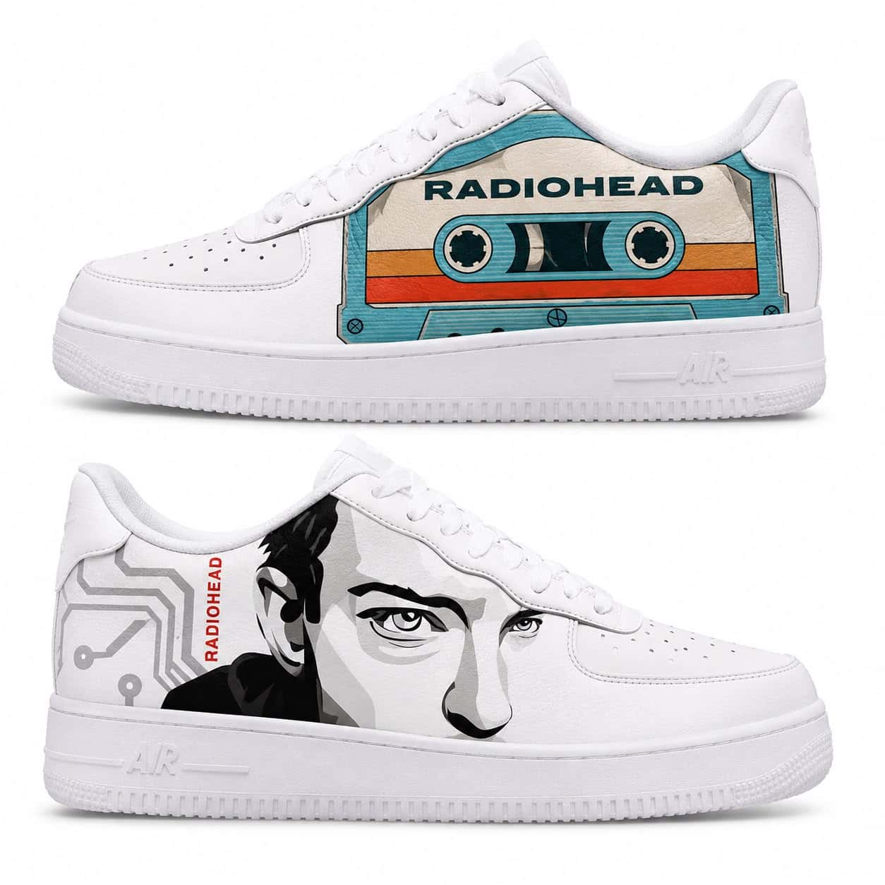 Radiohead & Thom Yorke Retro Cassette Hand-Painted Air Force 1s
