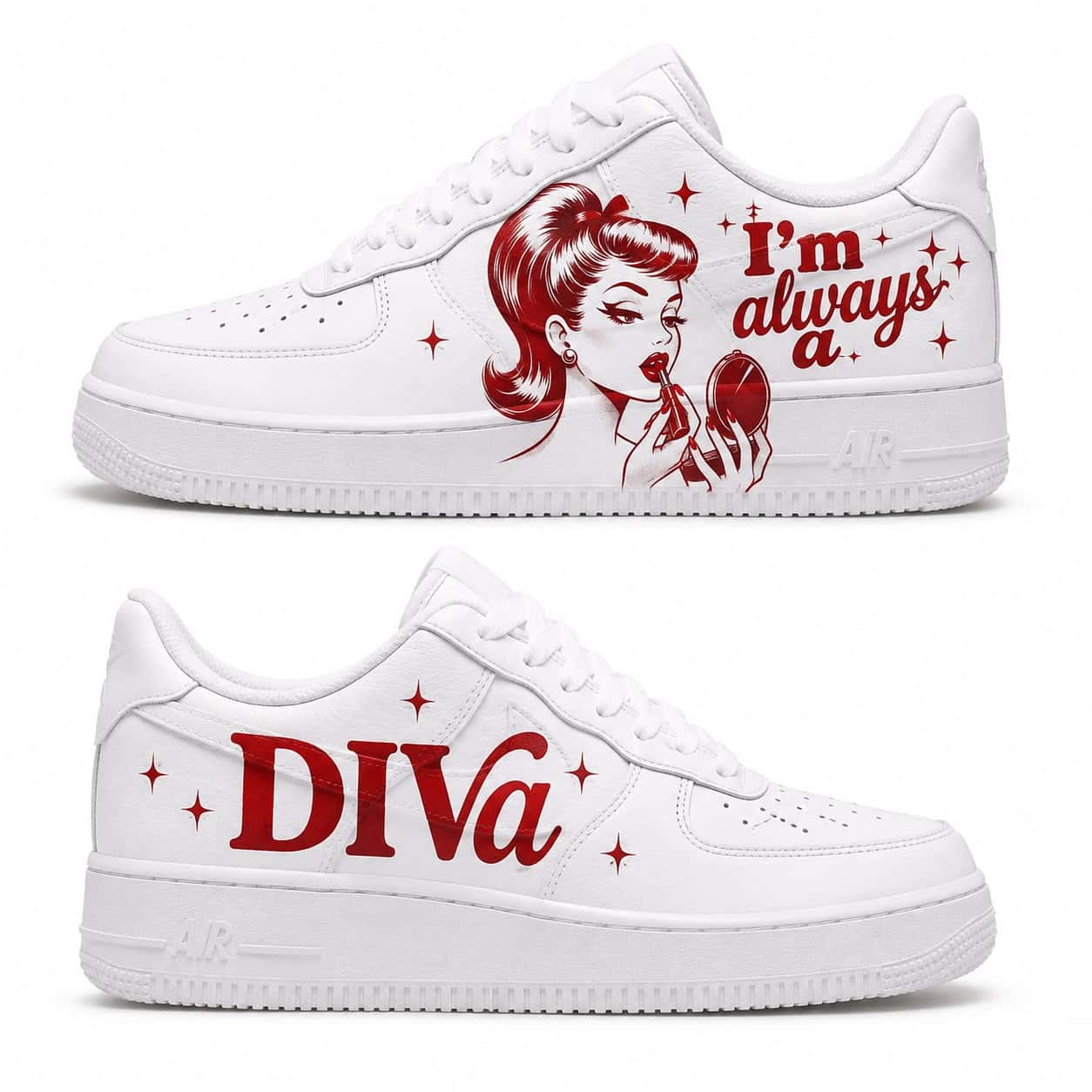 Retro Diva Pin-Up Hand-Painted Air Force 1s