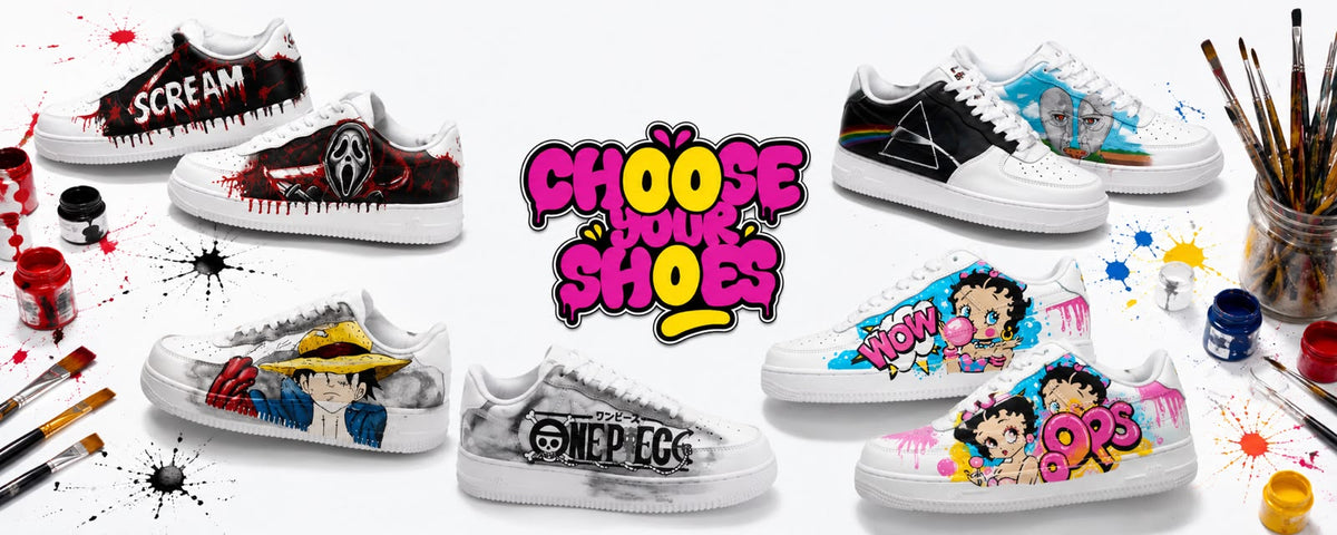 Real hand-painted custom sneakers by Choose Your Shoes